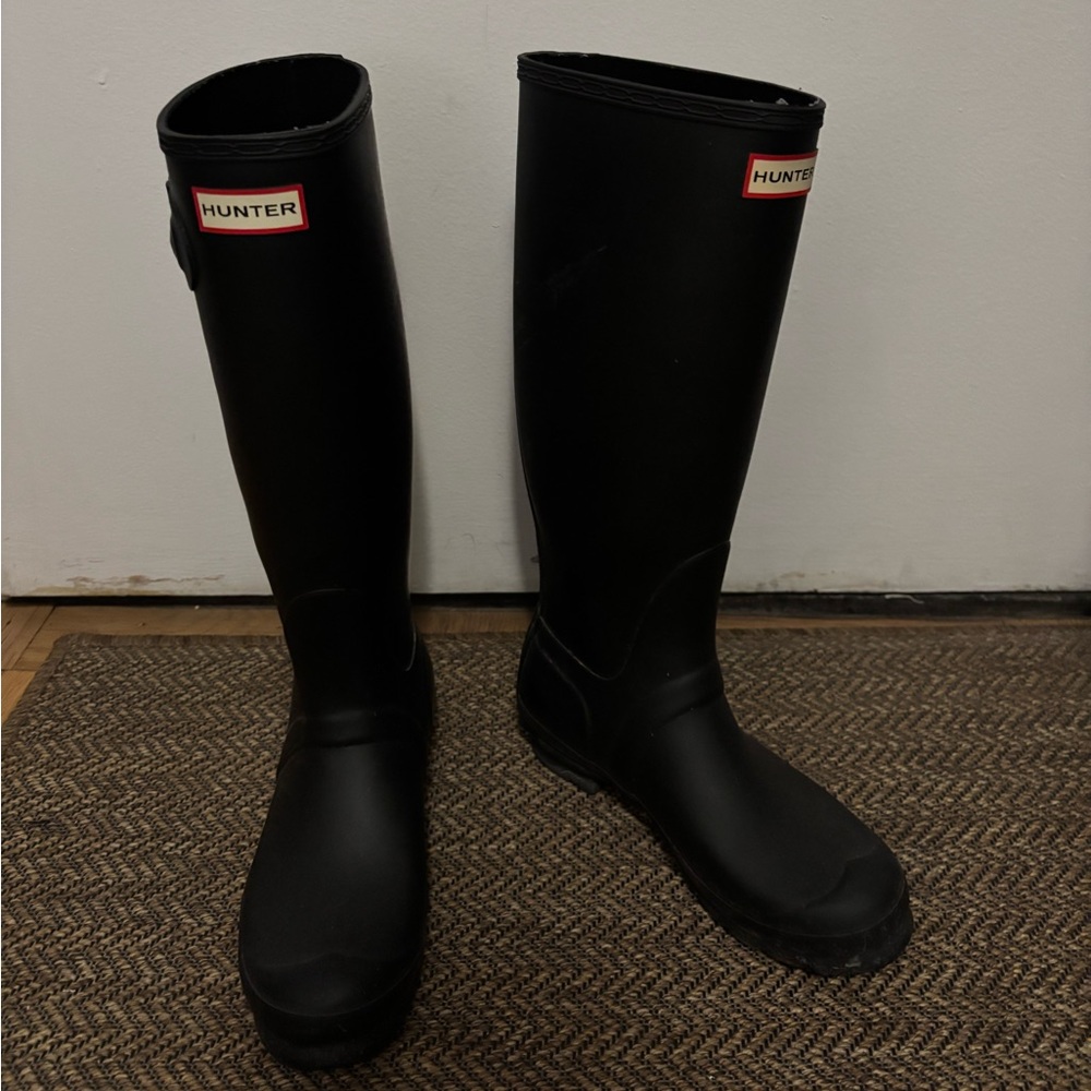 Hunter rain boots charcoal gray EUC
